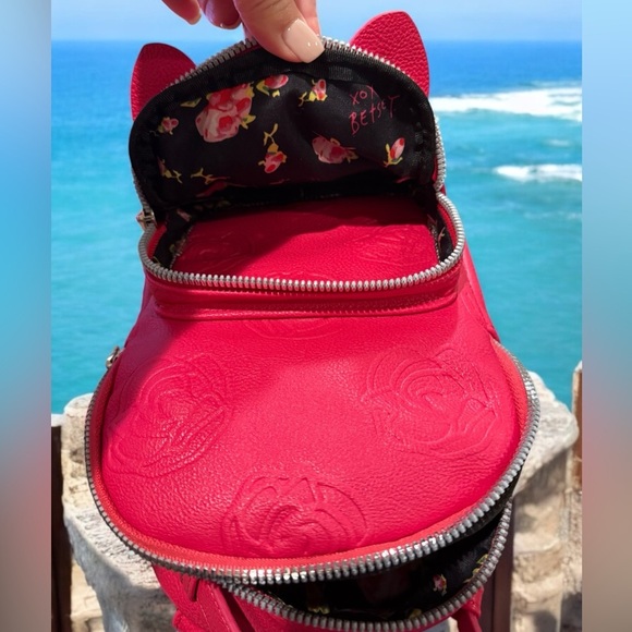 Betsey Johnson Hot Pink Mini Dog Floral Interior Backpack approx 9”x 6.5”x 3.5” - Picture 12 of 15